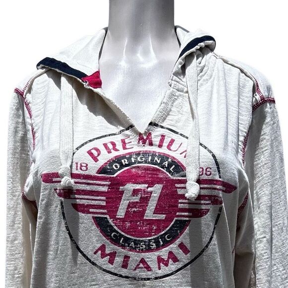Premium 51 Red Thread Series Hooded Sweatshirt Women's Medium Cream FL Miami - Picture 3 of 16